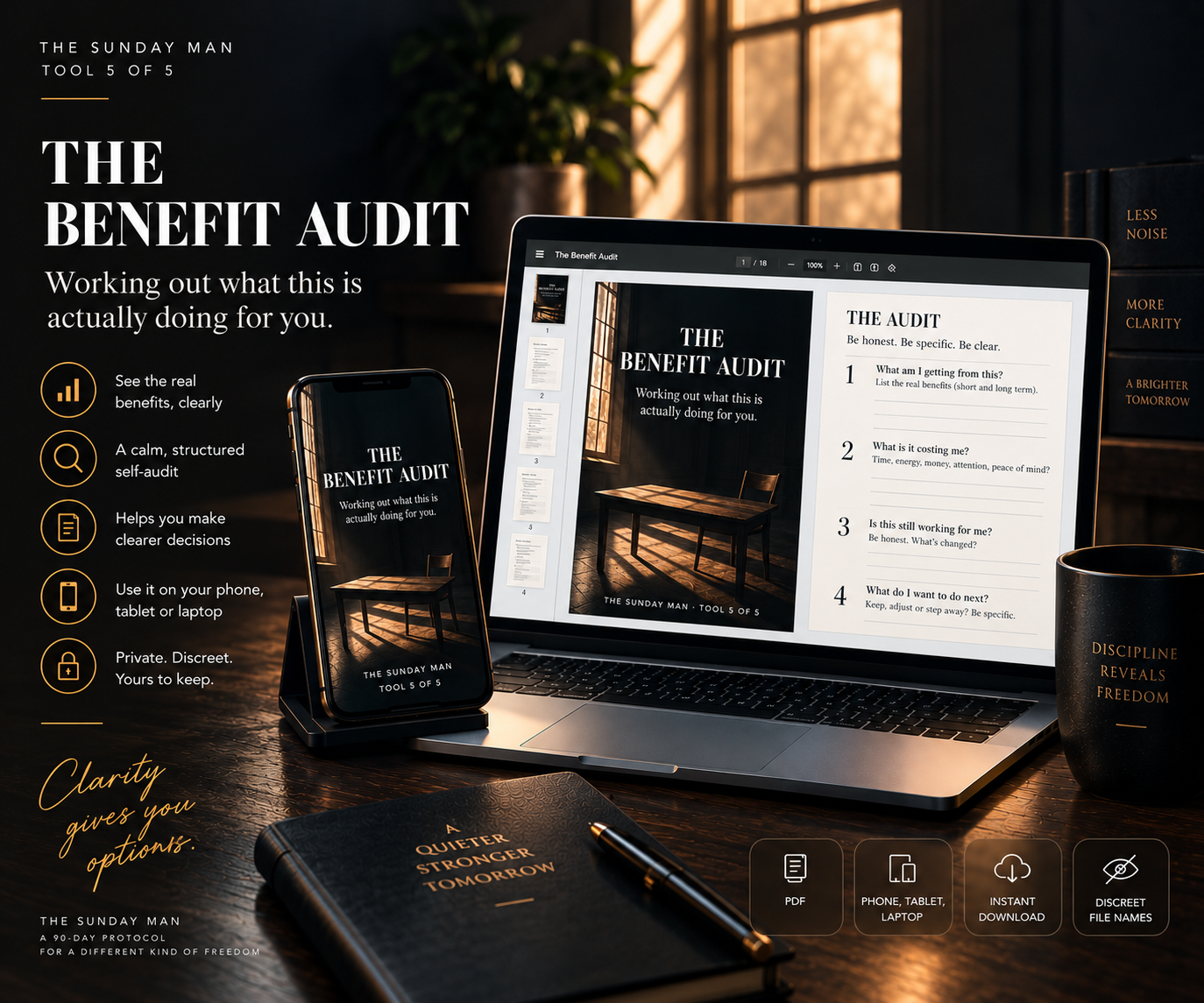 The Benefit Audit digital tool displayed on a laptop and phone